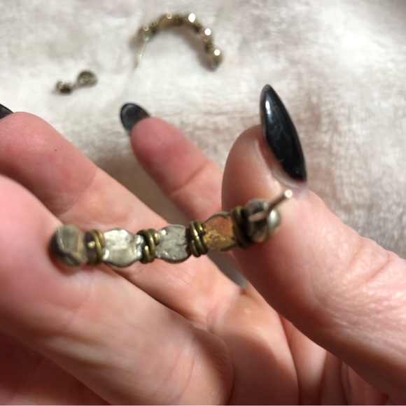 Vintage Mexican silver and bronze wrapped half hoops - Picture 6 of 8